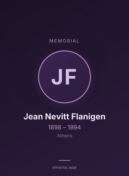 Memorial portrait of Jean Nevitt Flanigen