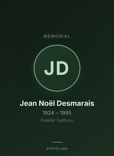 Memorial portrait of Jean Noël Desmarais