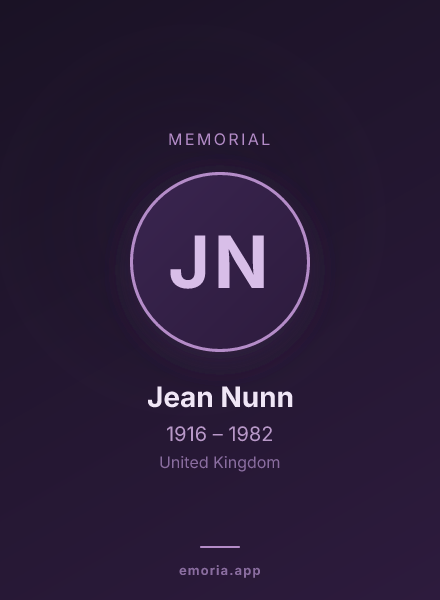 Memorial portrait of Jean Nunn