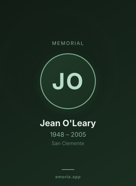 Memorial portrait of Jean O'Leary