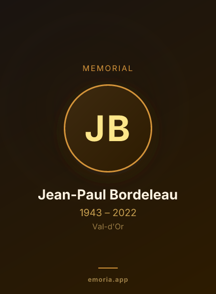 Memorial portrait of Jean-Paul Bordeleau