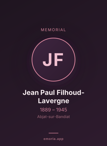 Memorial portrait of Jean Paul Filhoud-Lavergne