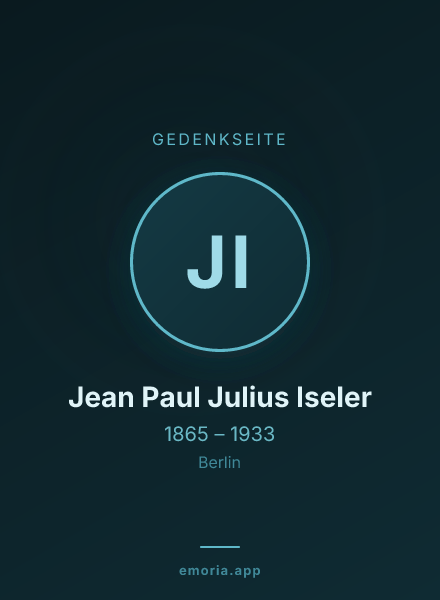 Gedenkportrait von Jean Paul Julius Iseler
