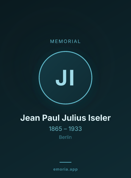 Memorial portrait of Jean Paul Julius Iseler