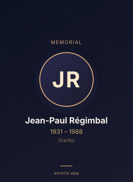 Memorial portrait of Jean-Paul Régimbal