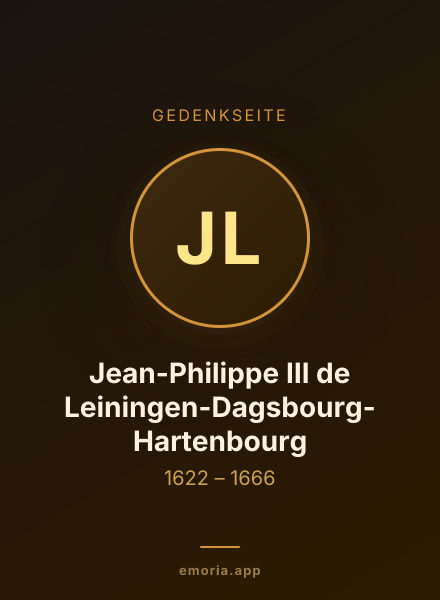 Gedenkportrait von Jean-Philippe III de Leiningen-Dagsbourg-Hartenbourg