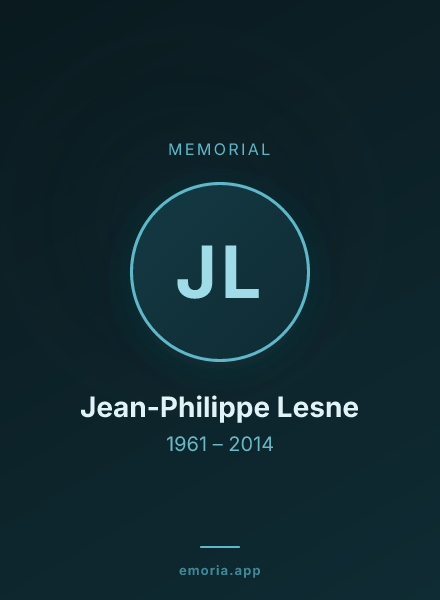Memorial portrait of Jean-Philippe Lesne