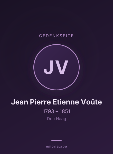 Gedenkportrait von Jean Pierre Etienne Voûte