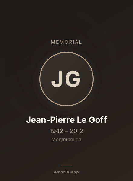 Memorial portrait of Jean-Pierre Le Goff