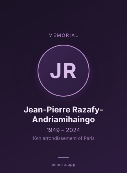 Memorial portrait of Jean-Pierre Razafy-Andriamihaingo