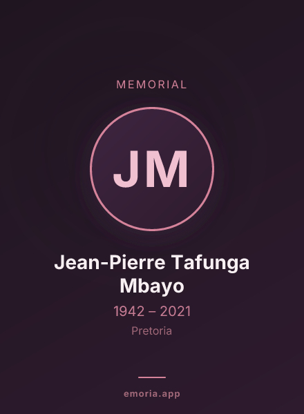 Memorial portrait of Jean-Pierre Tafunga Mbayo