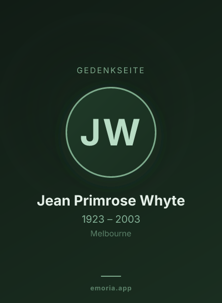 Gedenkportrait von Jean Primrose Whyte