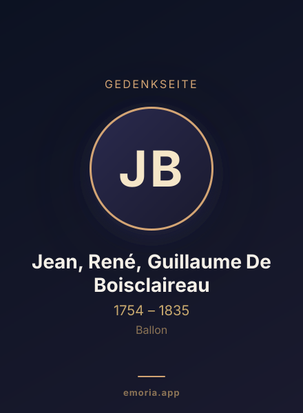 Gedenkportrait von Jean, René, Guillaume De Boisclaireau