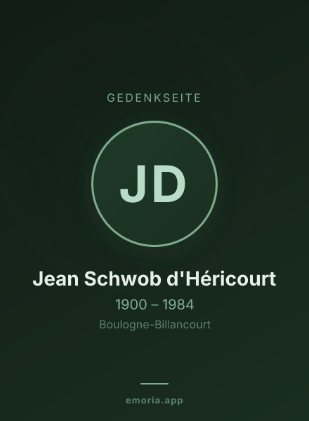 Gedenkportrait von Jean Schwob d'Héricourt