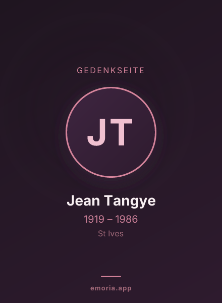 Gedenkportrait von Jean Tangye