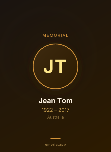 Memorial portrait of Jean Tom