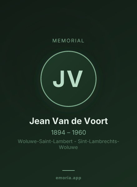 Memorial portrait of Jean Van de Voort