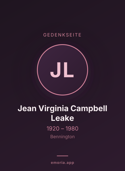 Gedenkportrait von Jean Virginia Campbell Leake