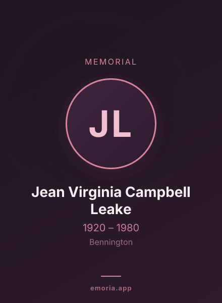 Memorial portrait of Jean Virginia Campbell Leake