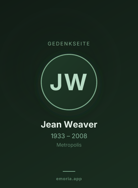 Gedenkportrait von Jean Weaver
