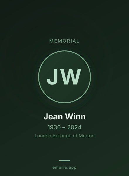 Memorial portrait of Jean Winn