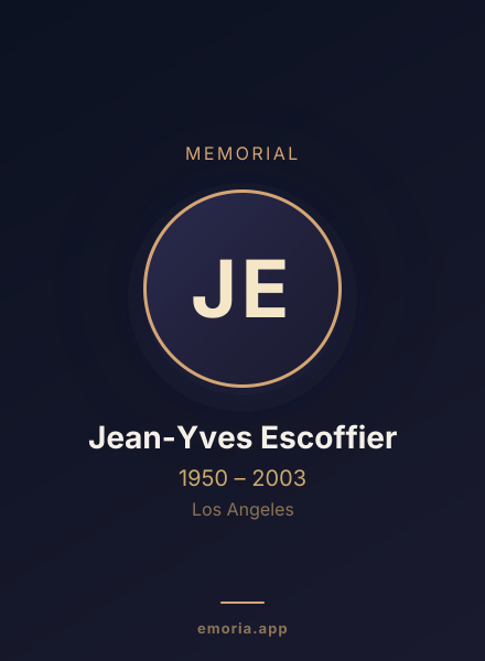 Memorial portrait of Jean-Yves Escoffier