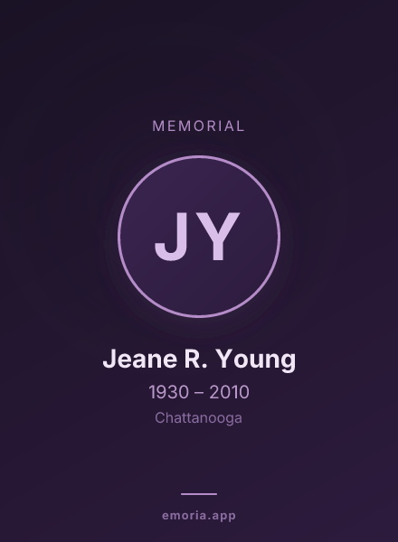 Memorial portrait of Jeane R. Young