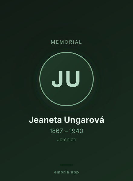 Memorial portrait of Jeaneta Ungarová
