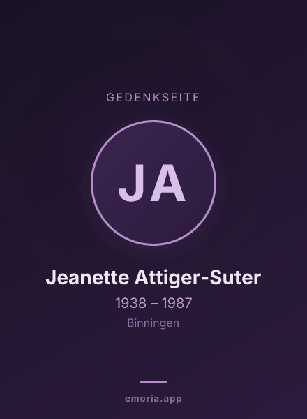 Gedenkportrait von Jeanette Attiger-Suter