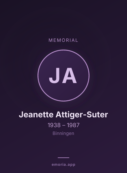 Memorial portrait of Jeanette Attiger-Suter