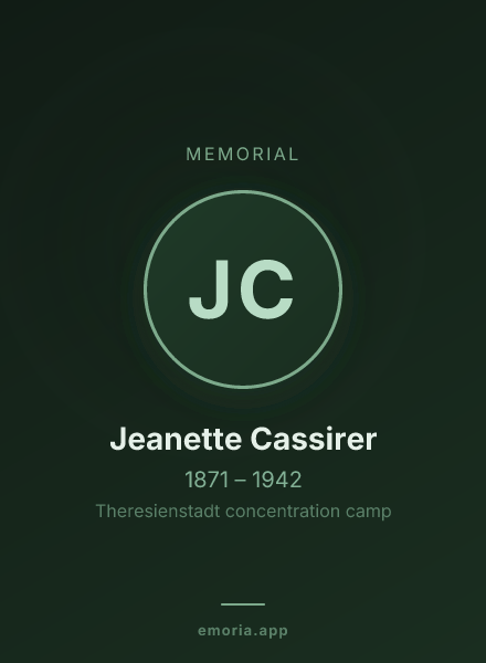 Memorial portrait of Jeanette Cassirer