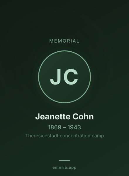 Memorial portrait of Jeanette Cohn