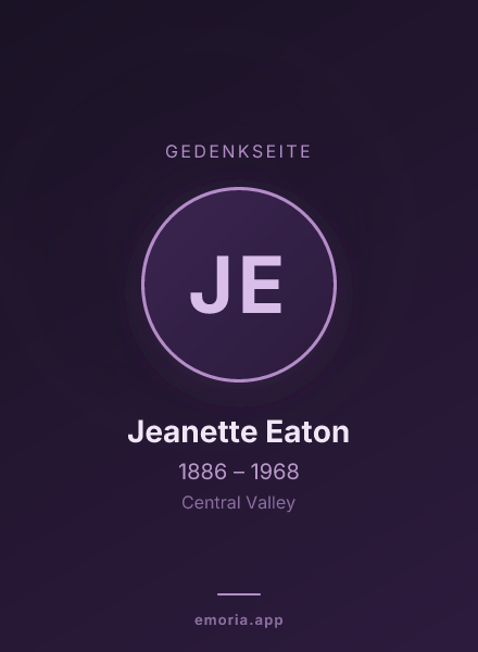 Gedenkportrait von Jeanette Eaton