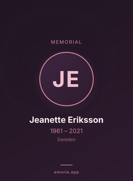 Memorial portrait of Jeanette Eriksson