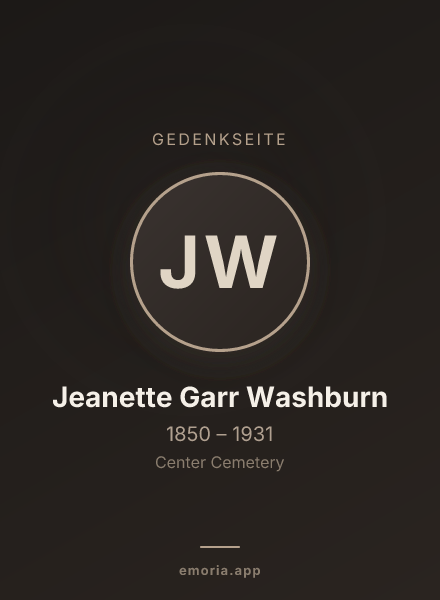 Gedenkportrait von Jeanette Garr Washburn
