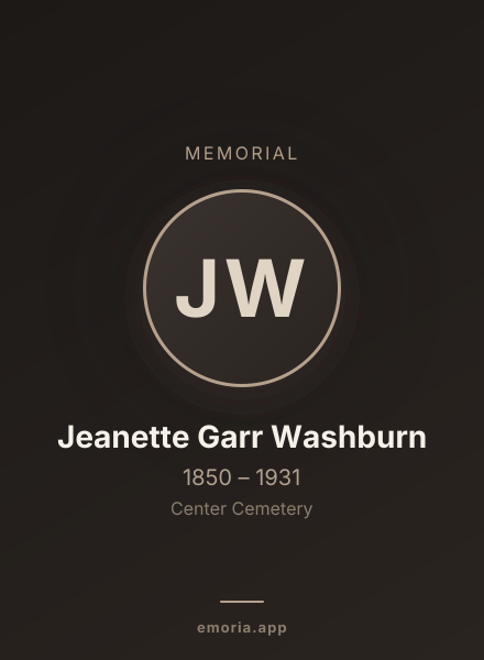 Memorial portrait of Jeanette Garr Washburn
