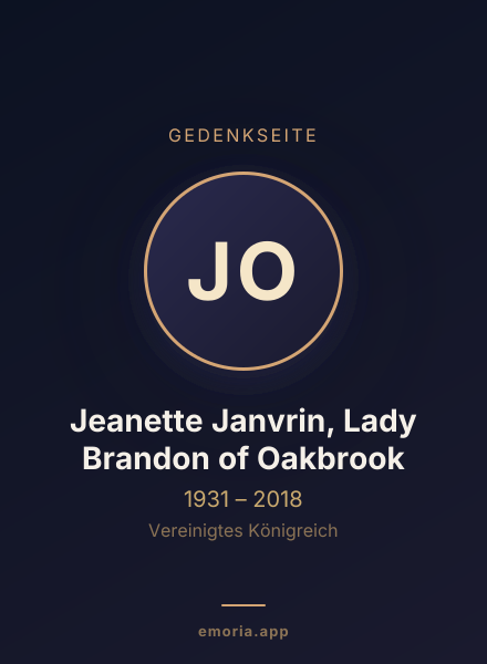 Gedenkportrait von Jeanette Janvrin, Lady Brandon of Oakbrook