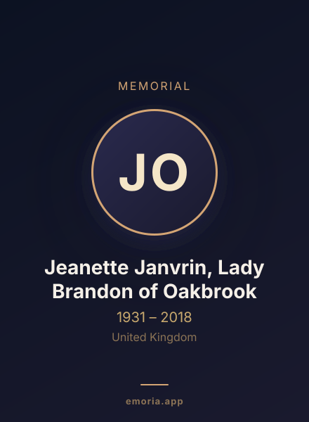 Memorial portrait of Jeanette Janvrin, Lady Brandon of Oakbrook