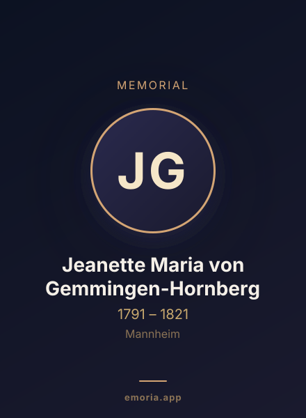 Memorial portrait of Jeanette Maria von Gemmingen-Hornberg