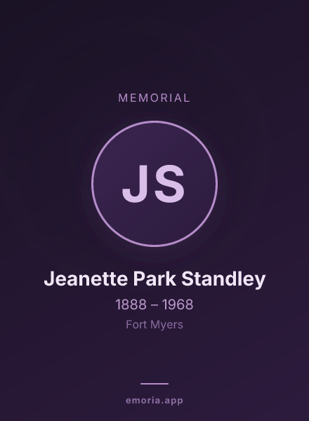 Memorial portrait of Jeanette Park Standley