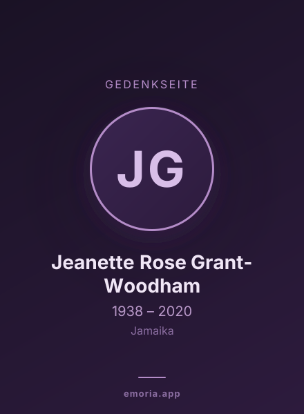 Gedenkportrait von Jeanette Rose Grant-Woodham