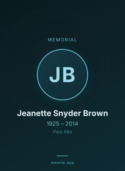 Memorial portrait of Jeanette Snyder Brown