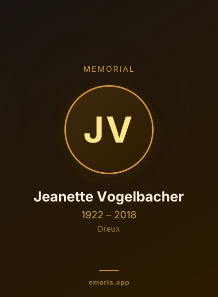 Memorial portrait of Jeanette Vogelbacher