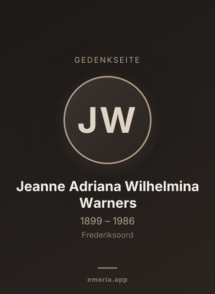 Gedenkportrait von Jeanne Adriana Wilhelmina Warners
