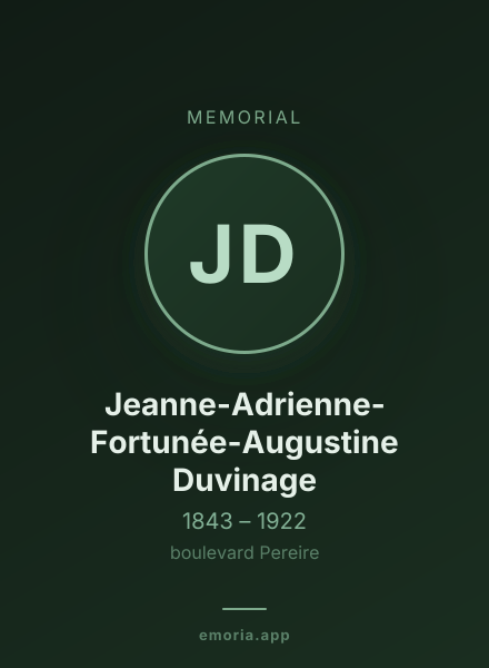 Memorial portrait of Jeanne-Adrienne-Fortunée-Augustine Duvinage