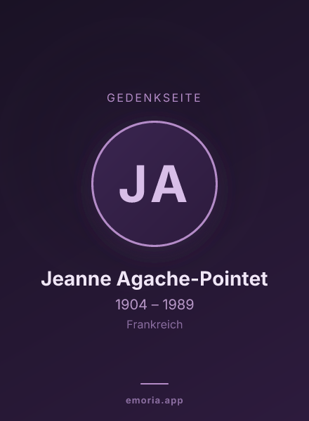 Gedenkportrait von Jeanne Agache-Pointet