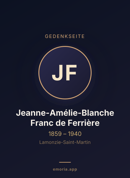 Gedenkportrait von Jeanne-Amélie-Blanche Franc de Ferrière