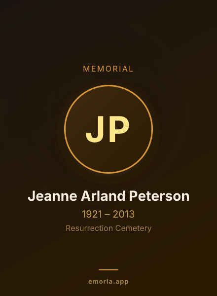 Memorial portrait of Jeanne Arland Peterson