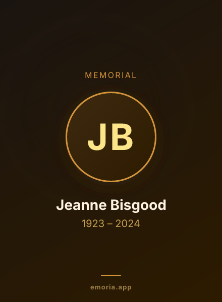 Memorial portrait of Jeanne Bisgood