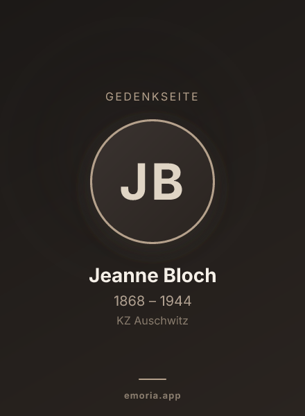 Gedenkportrait von Jeanne Bloch